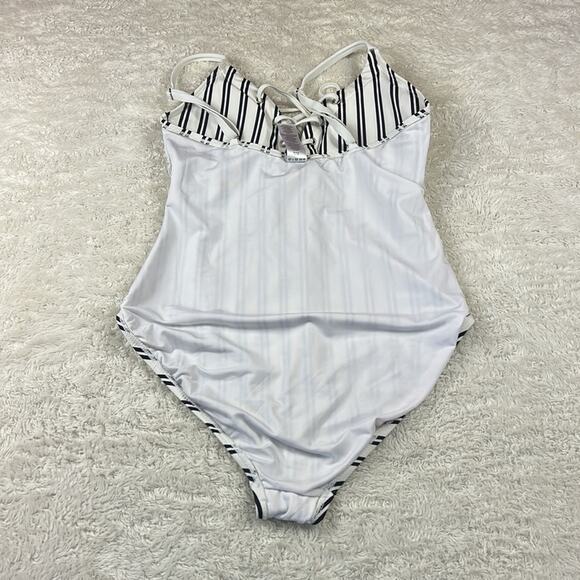 Nautica lace up front striped one piece swimsuit, size XL - Picture 9 of 11
